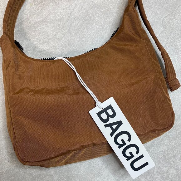 NWT BAGGU Nylon Mini Shoulder Bag / Brown 2024 - Picture 2 of 5